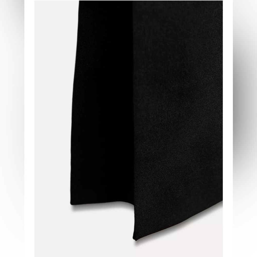 Zara Black Cut Out Midi Dress cotton blend one long sleeve Pleated knot ZW NWT - Picture 13 of 16